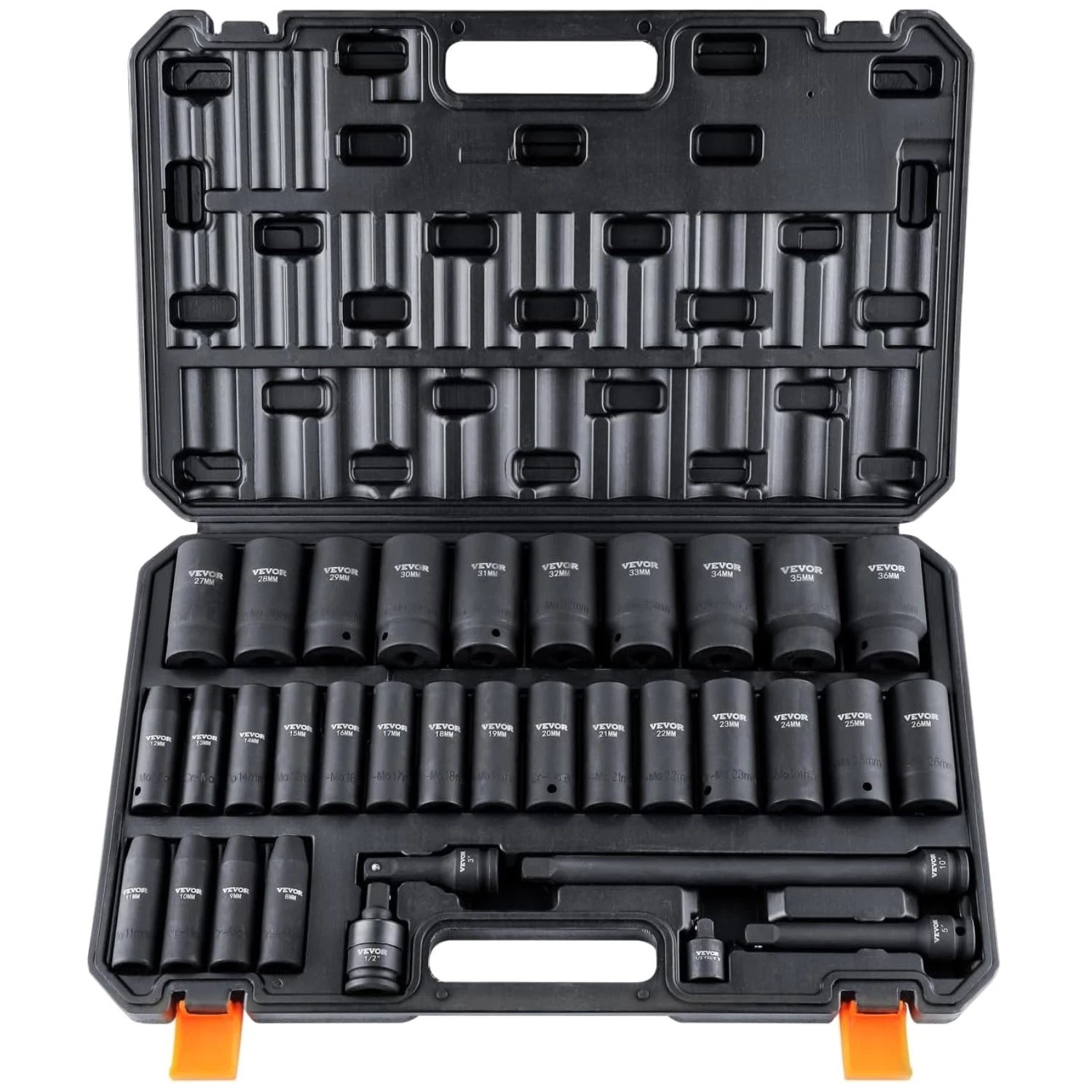 Easy-to-Read 1/2″ Drive 34-Piece Impact Socket Set, Metric