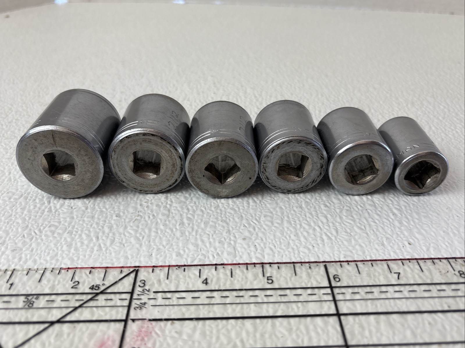 6 Craftsman 1/2″ Drive Sockets 3/4» to 1-1/4» =V= 12pt SAE Forged In USA