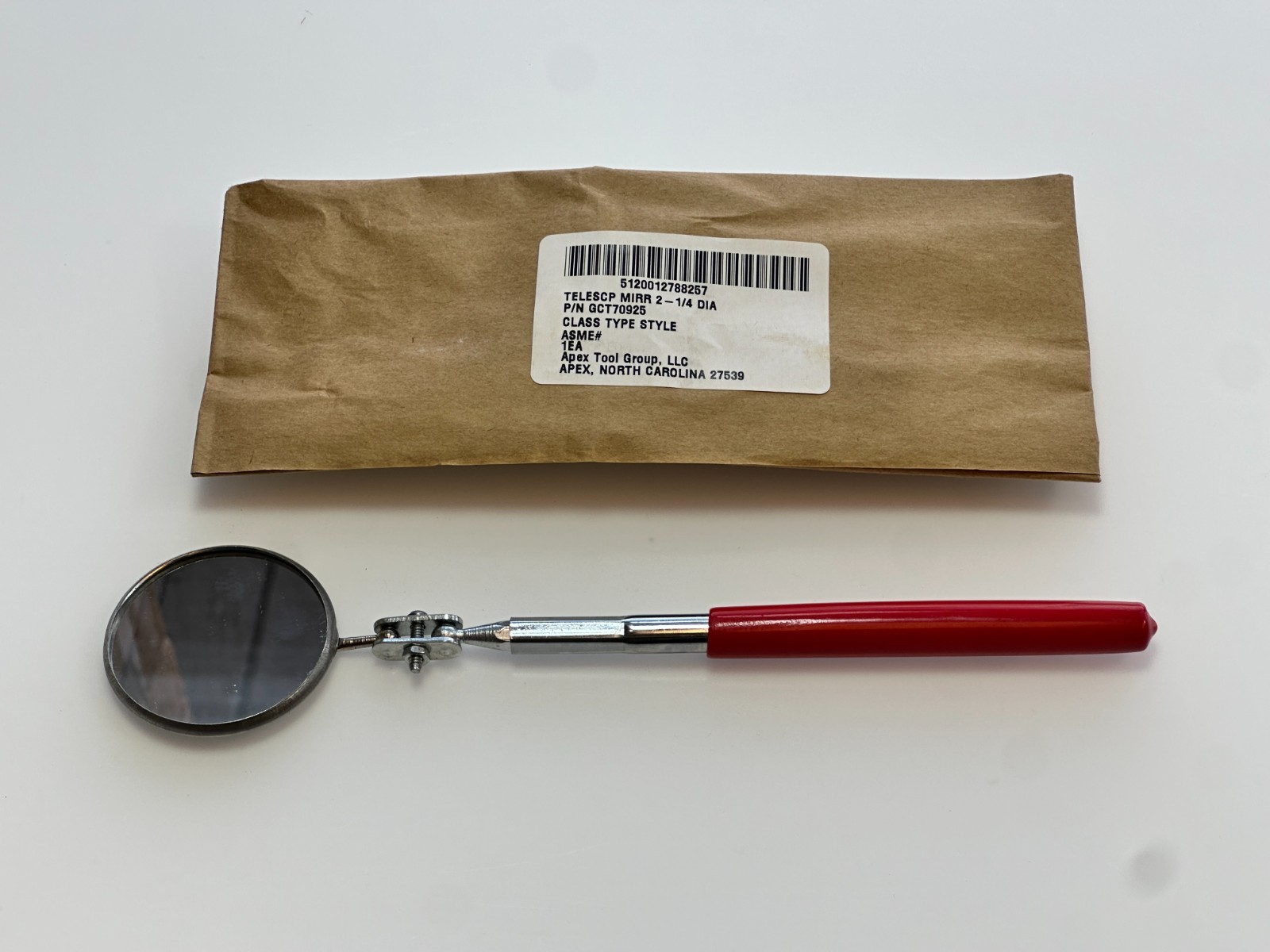 NEW Armstrong Tools USA Telescoping Flex Inspection Mirror, Round, Red Grip NOS