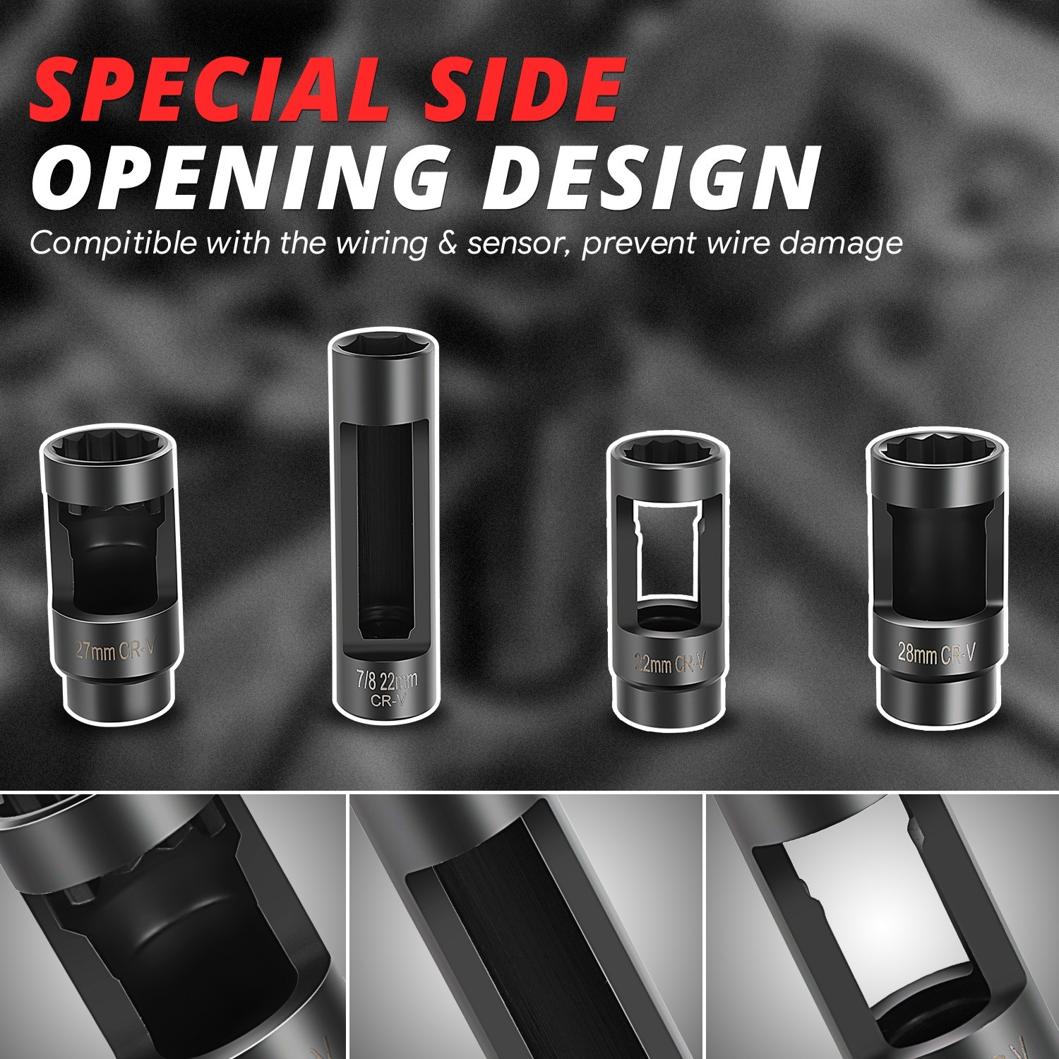 Unicersal Slotted Design Anti-Corrosion 10pc Oxygen Sensor Socket Removal Wrench