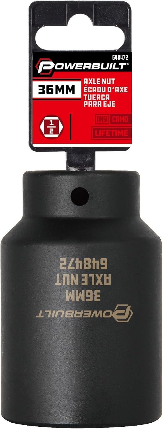 36mm 6-Point Drive Socket for Axle Nut Removal Compatible with Impact Tools