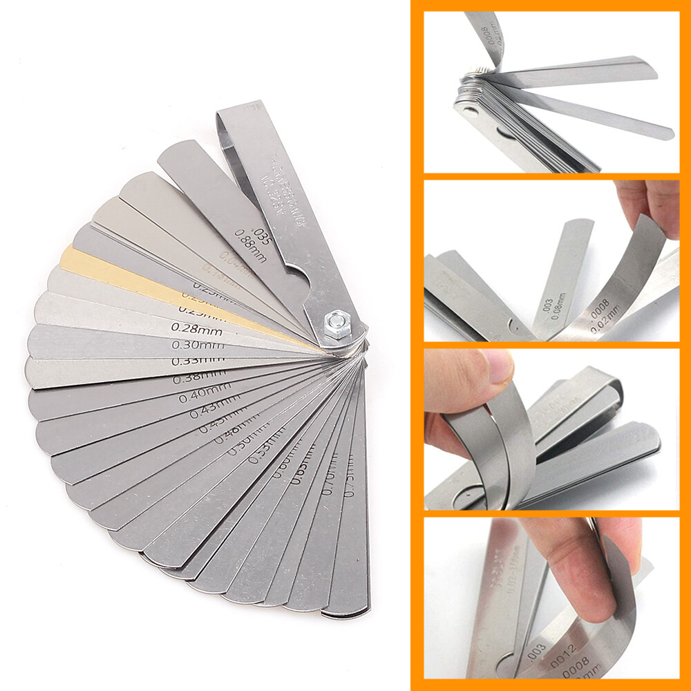 32 Blade Feeler Filler Gauge Spark Plug Gap Metric/SAE Measuring Tool Set