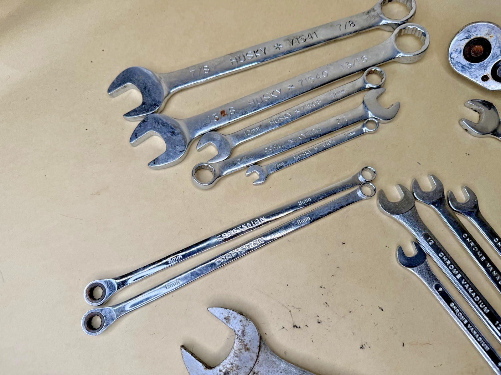 28 Pc Mixed Wrench Tool Lot Husky Craftsman Stanley Mastercraft Hyper Tough Chro