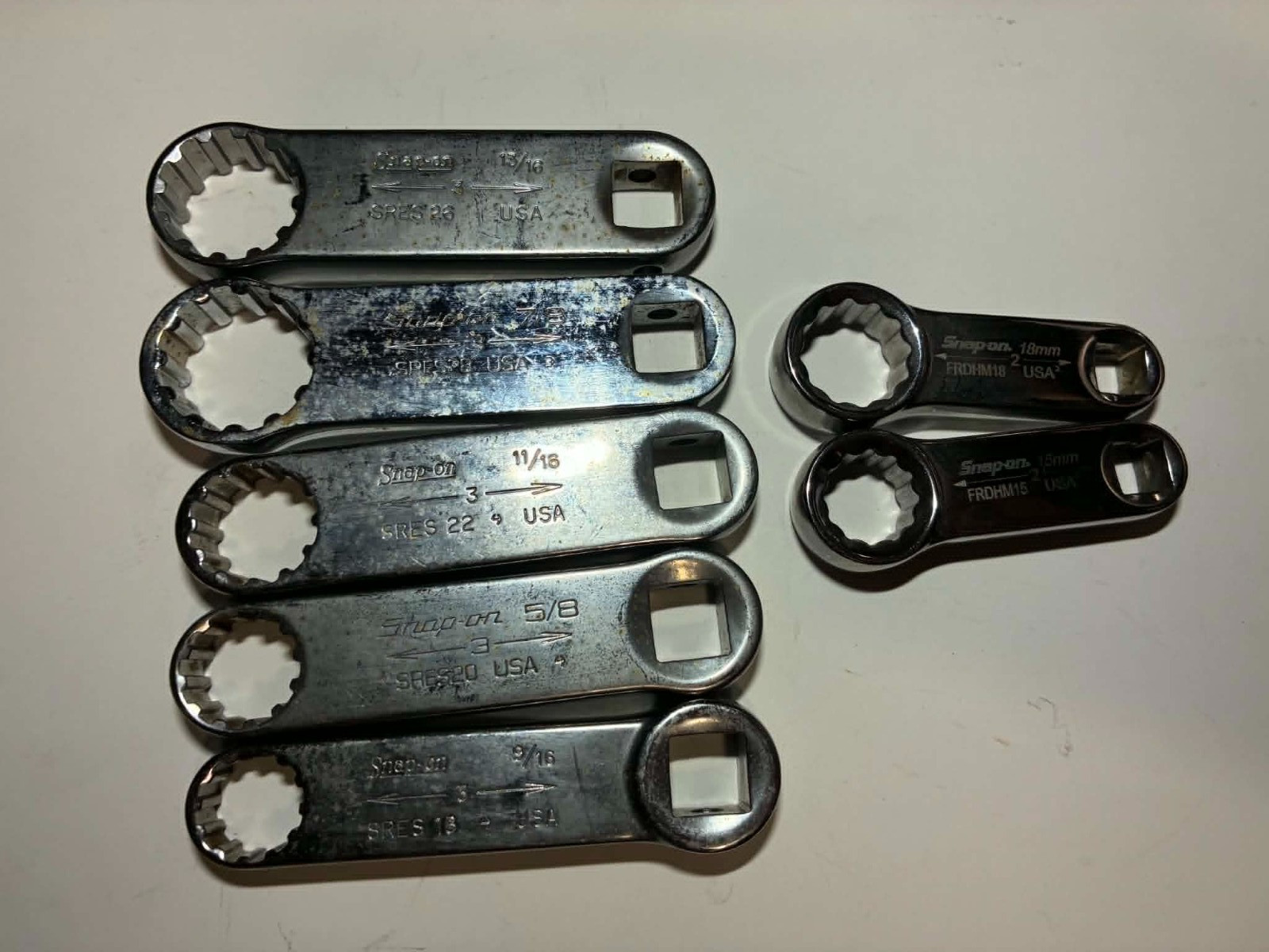 Snap-On 7 Piece 1/2″ Drive Spline Torque Adapter Wrench Set & 2 metric