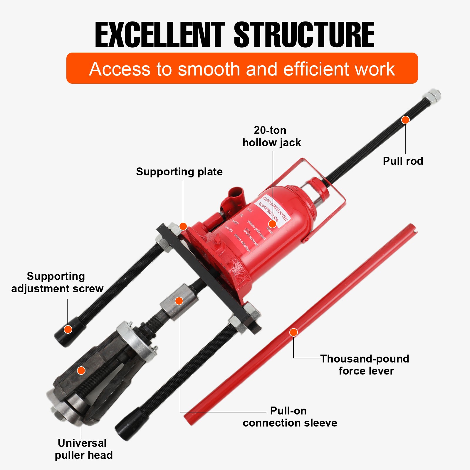20Ton Hydraulic Cylinder Sleeve Liner Puller For Wet&Dry Type 80-140mm Cylinders