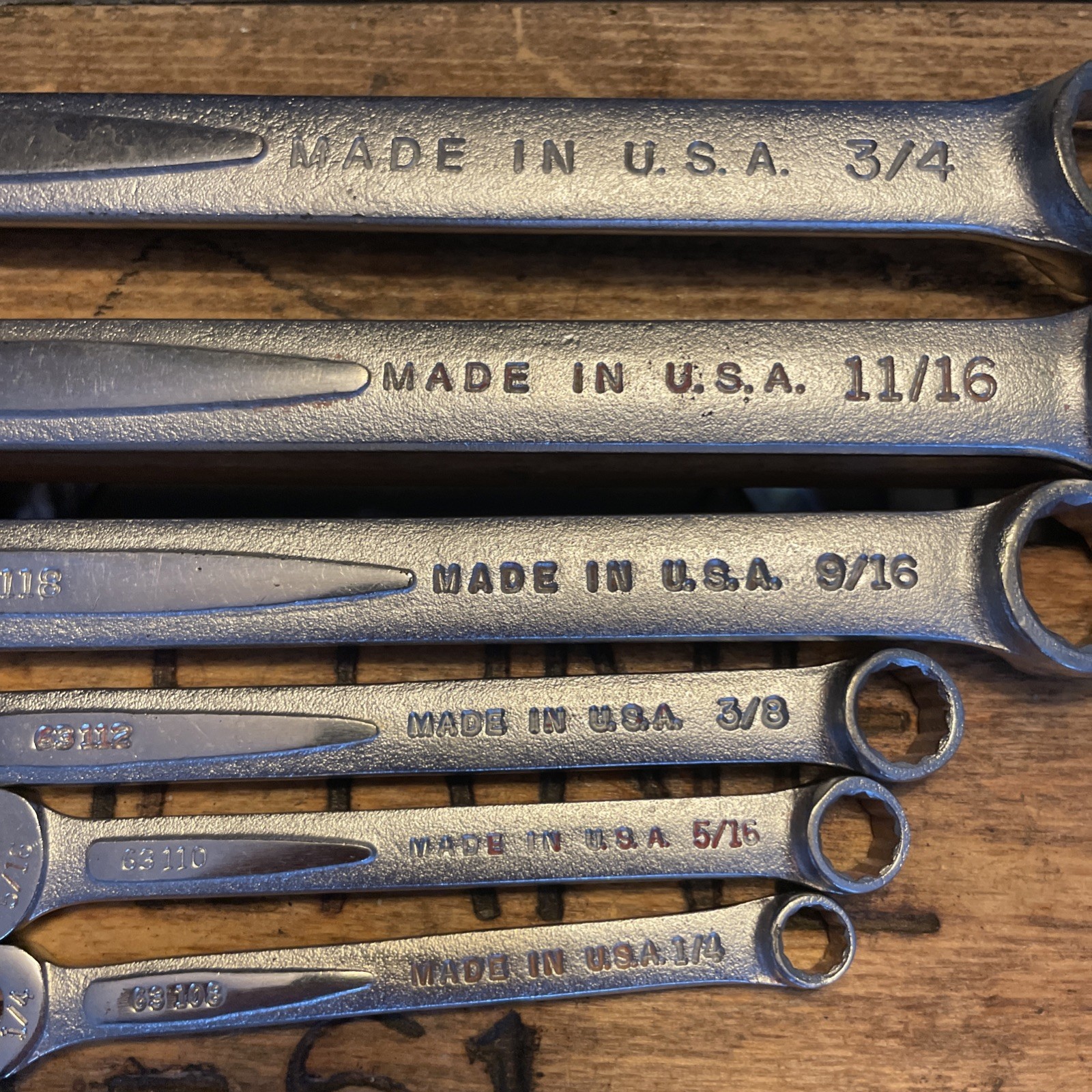 Vintage Easco 6 Piece SAE Wrench Set Combination 3/4” To 1/4″ Made IN USA LOT