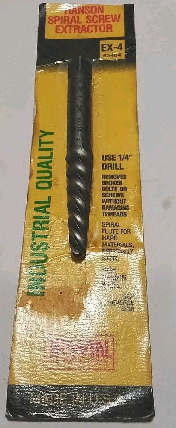 IRWIN-HANSON 53404 EX-4 #4 SPIRAL SCREW EXTRACTOR USA 🇺🇸
