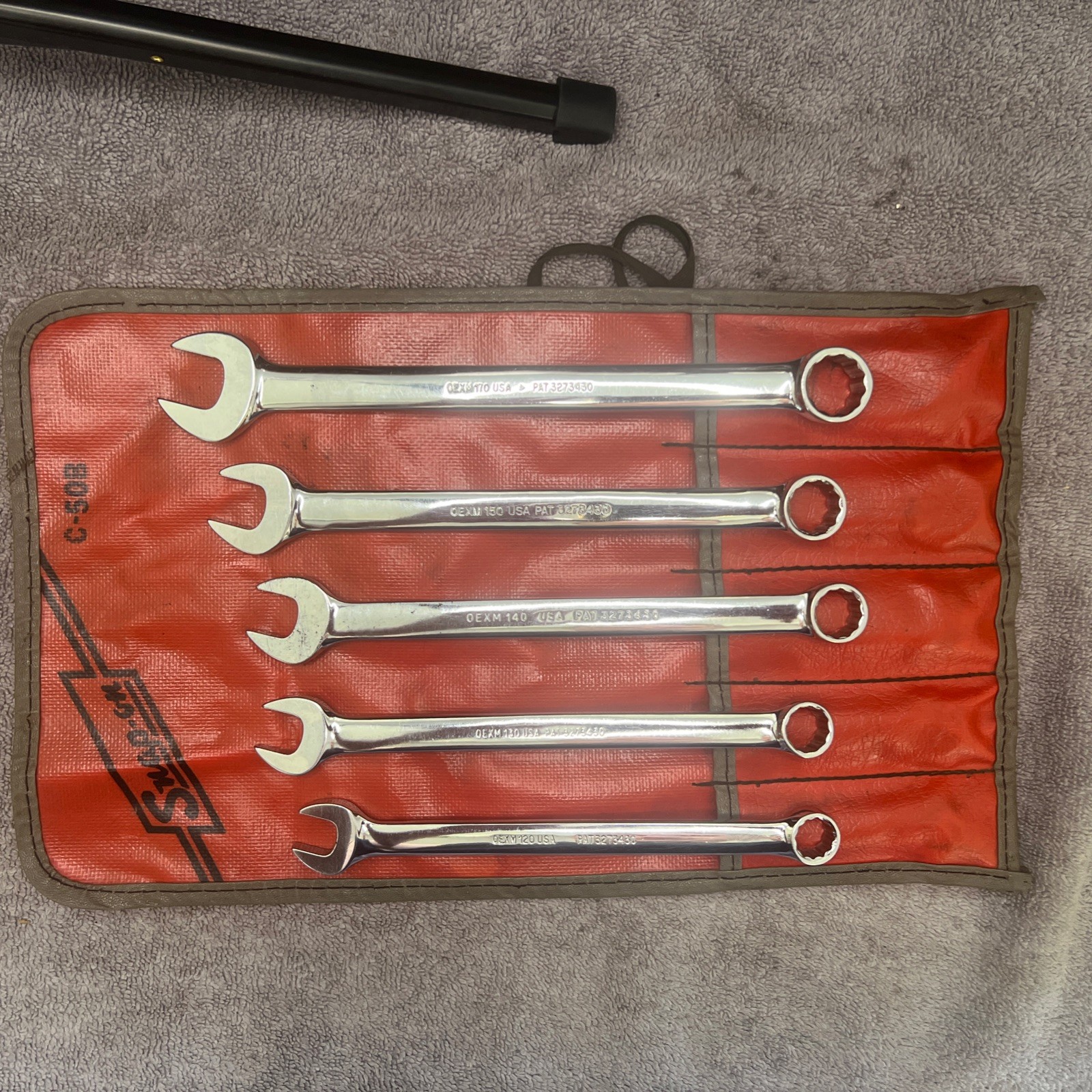 Snap-on 5pc Metric 12pt Combo Wrench Set 12mm 13mm 14mm 15mm 17mm/ C-508 case