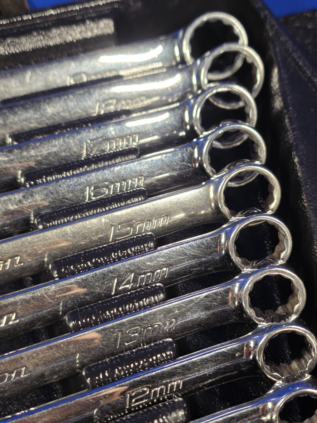 Snap-on OEXM710B 10mm-19mm 10-Piece Flank Drive Chrome Combination Wrench Set