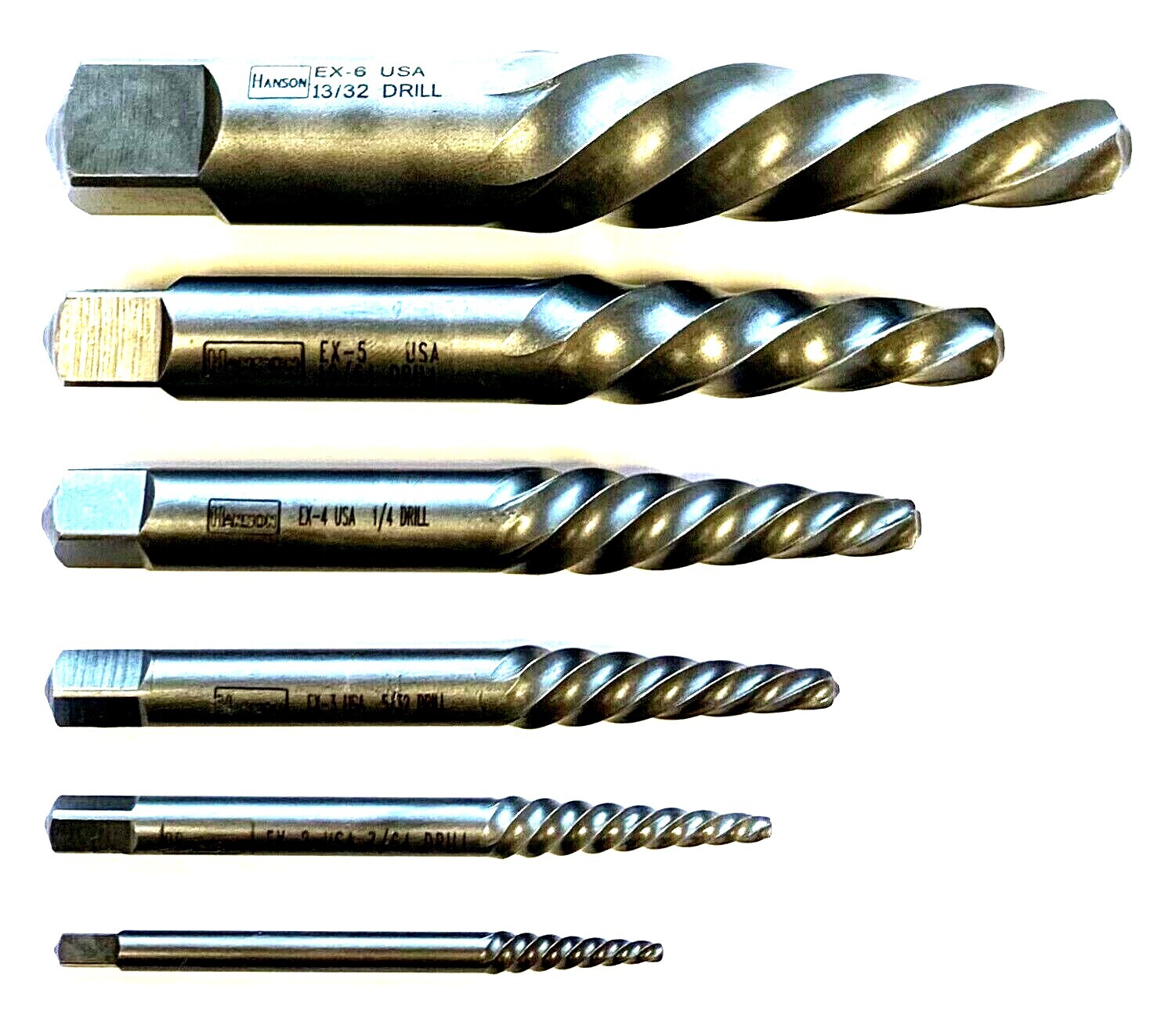 6 PIECE SCREW EXTRACTOR SET IRWIN HANSON #53545 SPIRAL FLUTE EX1-EX6 – USA