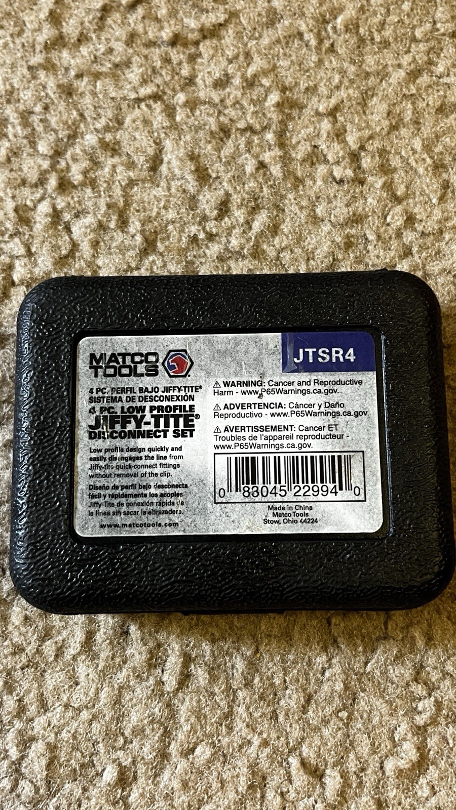 Matco Tools – 4 PC. LOW PROFILE JIFFY-TITE® DICONNECT SET – JTSR4