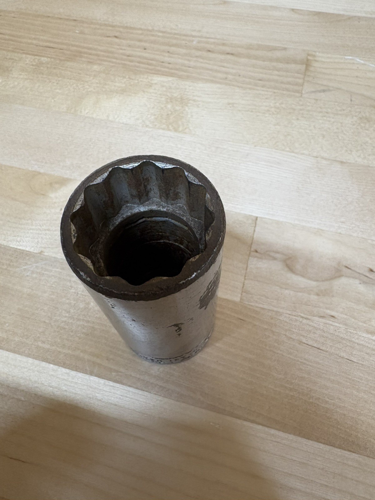 SNAP-ON TOOLS No. S-381 SAE Chrome 12pt Deep Flank Drive Socket 1-3/16″ U.S.A.