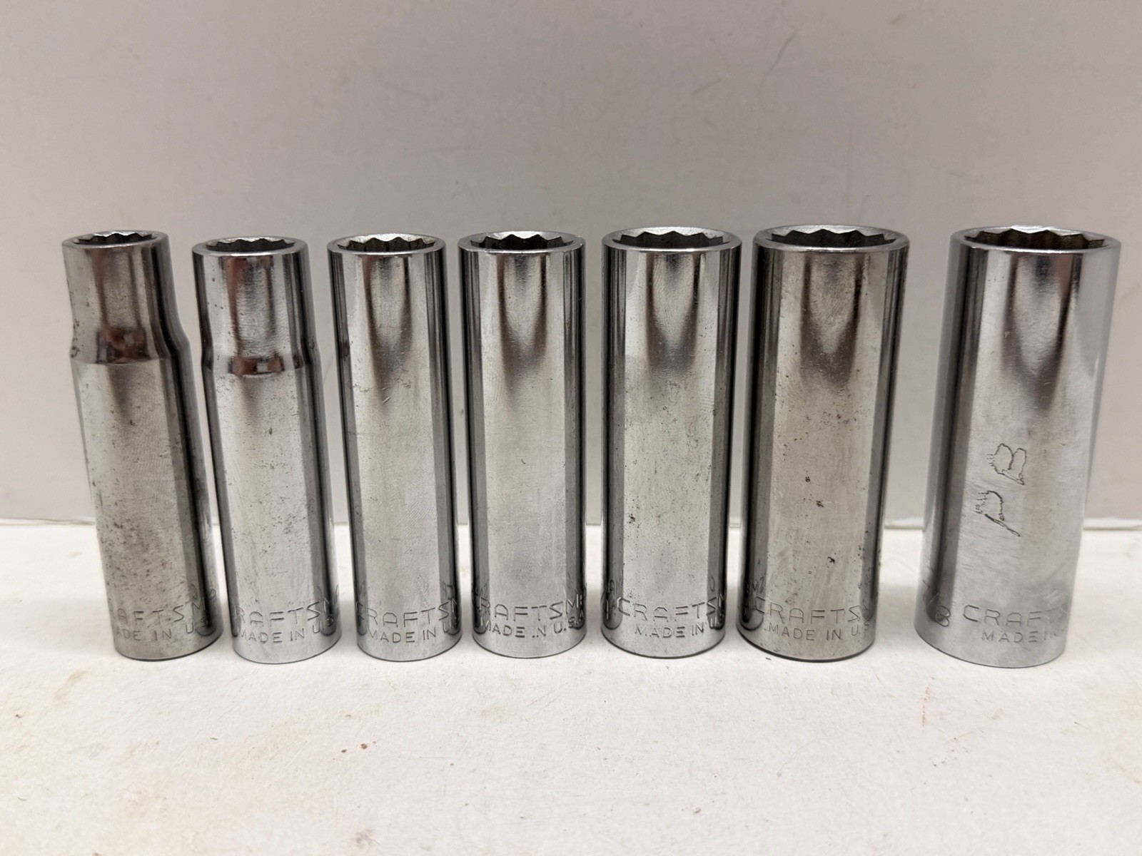 Craftsman USA 7 Piece EXTRA DEEP 12 Point Socket Set SAE 1/2″ – 7/8″ 1/2″ Drive