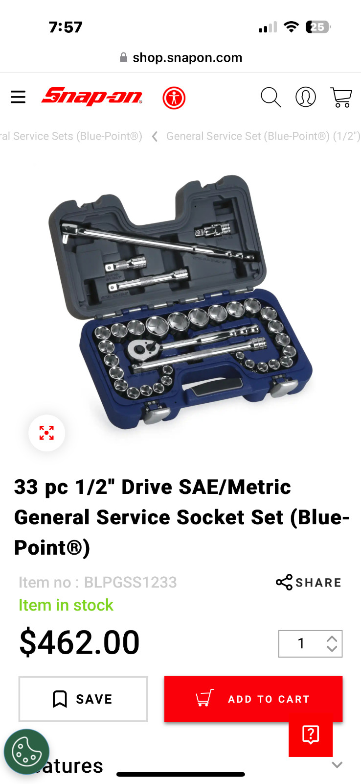 blue point 1/2 socket set 33pc