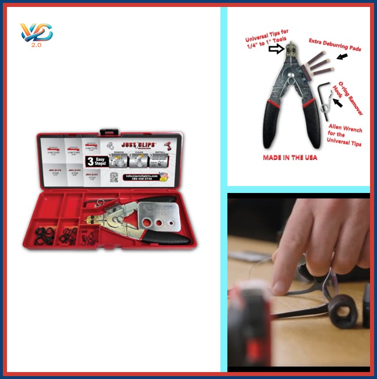 Snap Ring Pliers Kit 1/4 3/8 1/2 Inch ClipKey Retainer O-Rings Impact Wrench