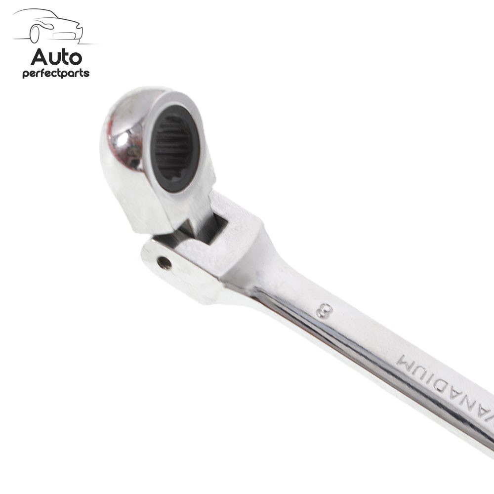 12PCS Flexible Head Ratcheting Spanner Auto Wrench 8-19mm Combination Tools Kit