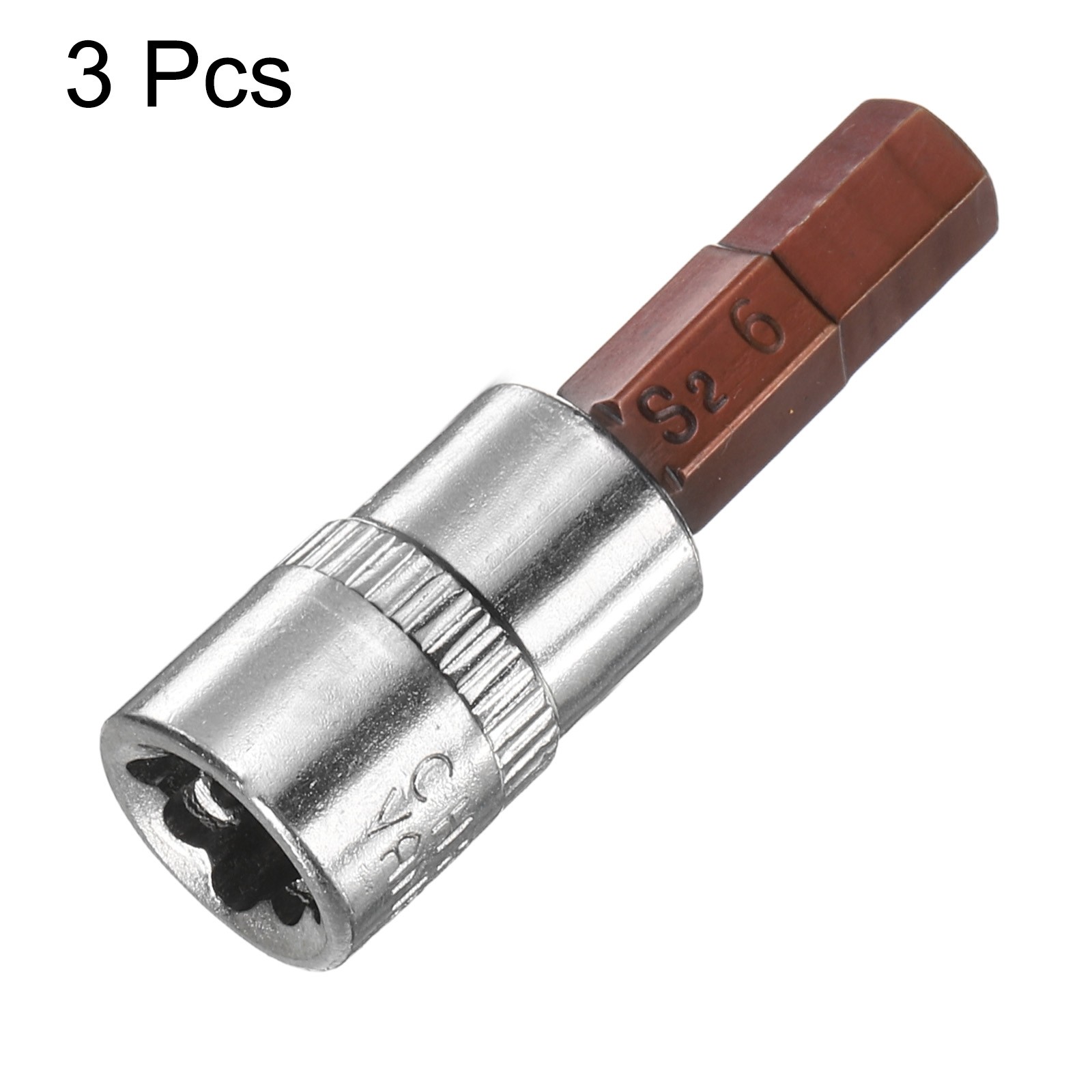 3pcs H6 Hex Bit Socket 1/4″ Square Drive Metric Extension Impact Bit Red
