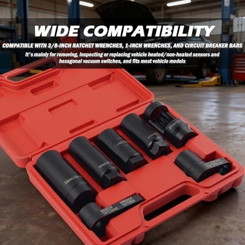 7PCS Heavy Duty Oil Pressure Sensor Socket Set 22mm 27mm 29mm, Automotive Tools