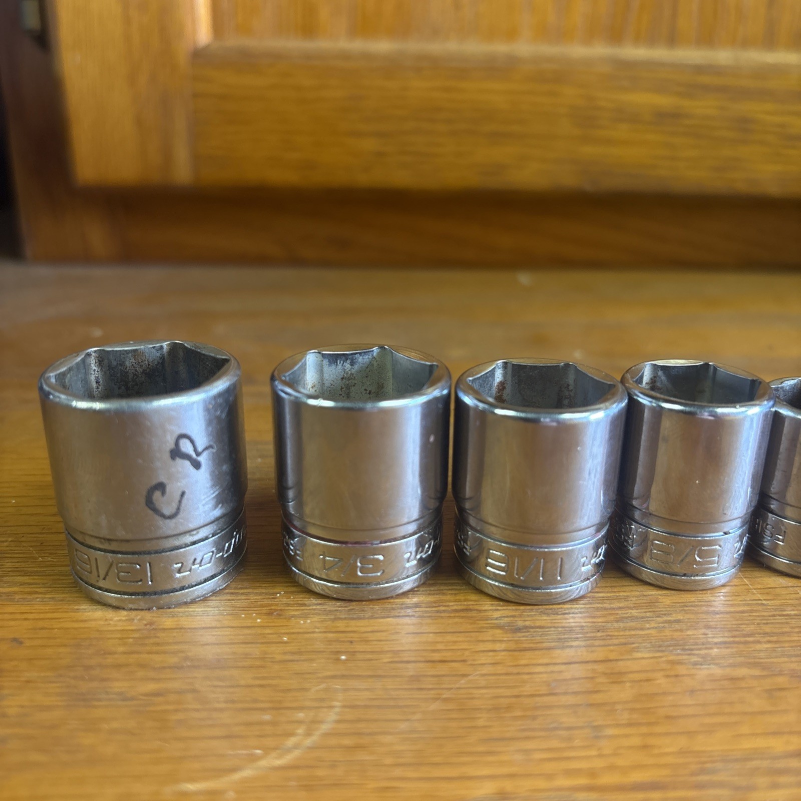 Snap On 3/8″ Drive 10Pc SAE Shallow 6 Pt Chrome Socket 1/4” to 13/16”