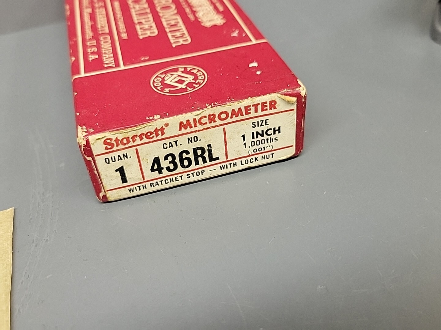 Starrett 436RL 1″ Micrometer Caliper With Ratchet Stop w/Lock Nut NEW OLD STOCK