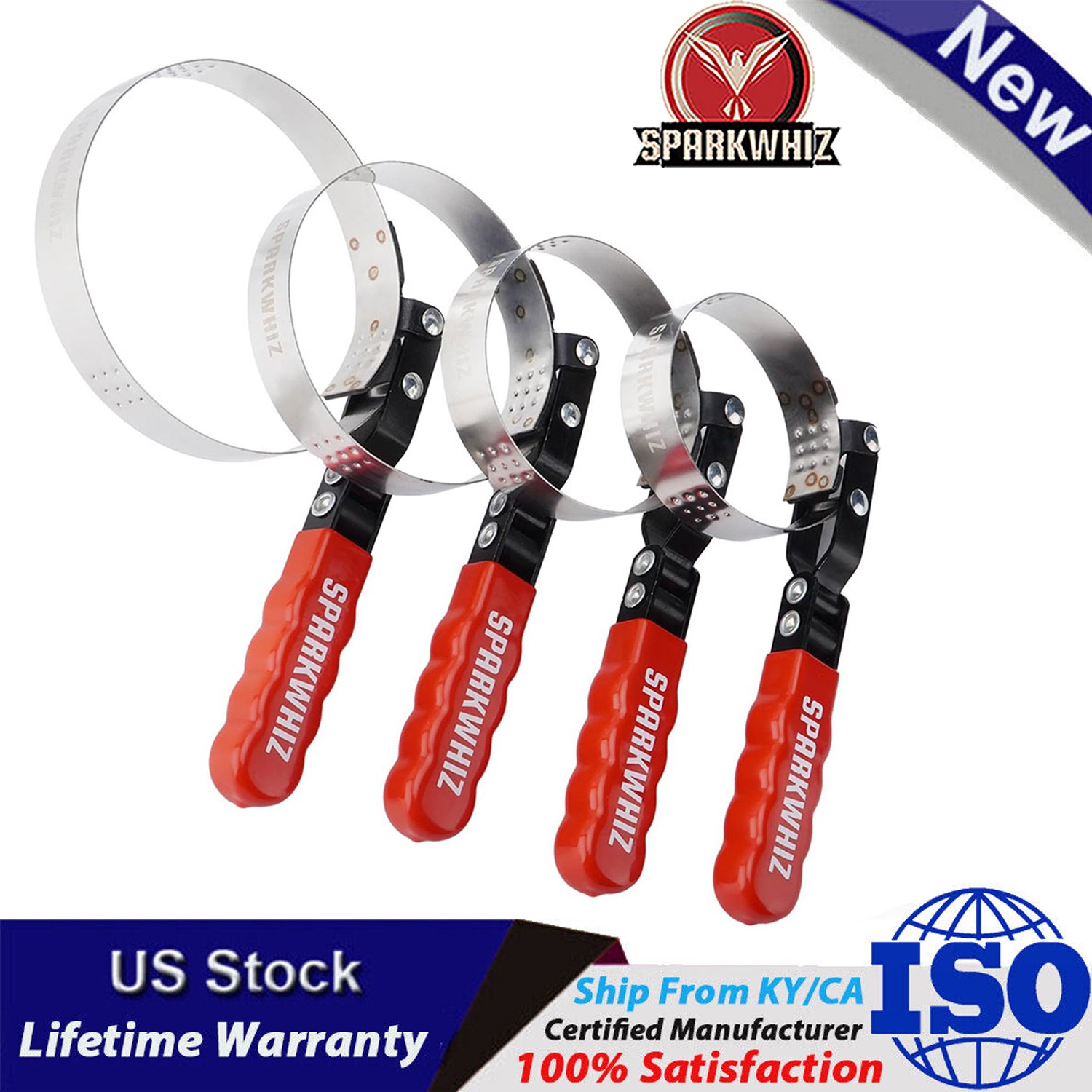 4pcs Swivel Oil Filter Wrench Remover Removal Installer Set 2-3/4″ – 5-1/4″ Kit