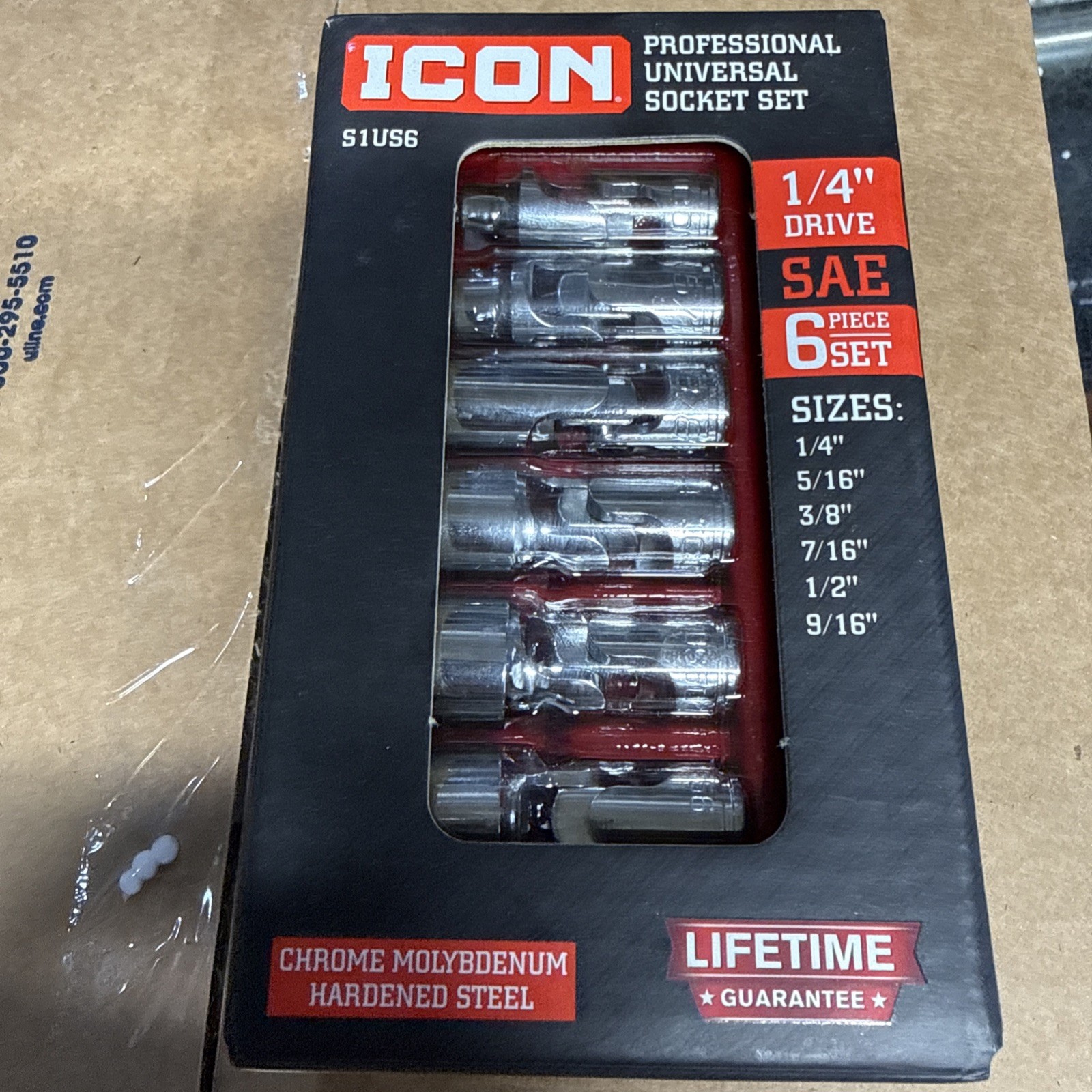 ICON S1US6 PROFESSIONAL UNIVERSAL SOCKET SET SAE 1/4″ DRIVE Free Shipping