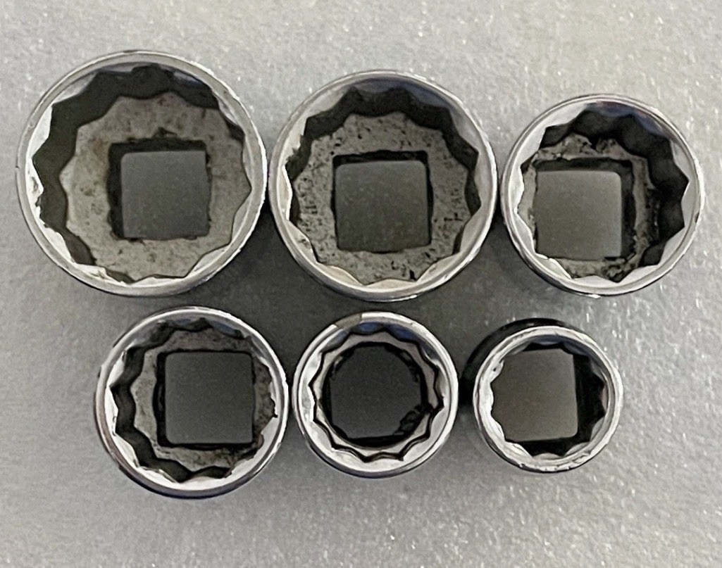 VTG. CRAFTSMAN SET OF 6 G SERIES 12 POINT 1/2” DRIVE METRIC SOCKET SET 13MM-22MM