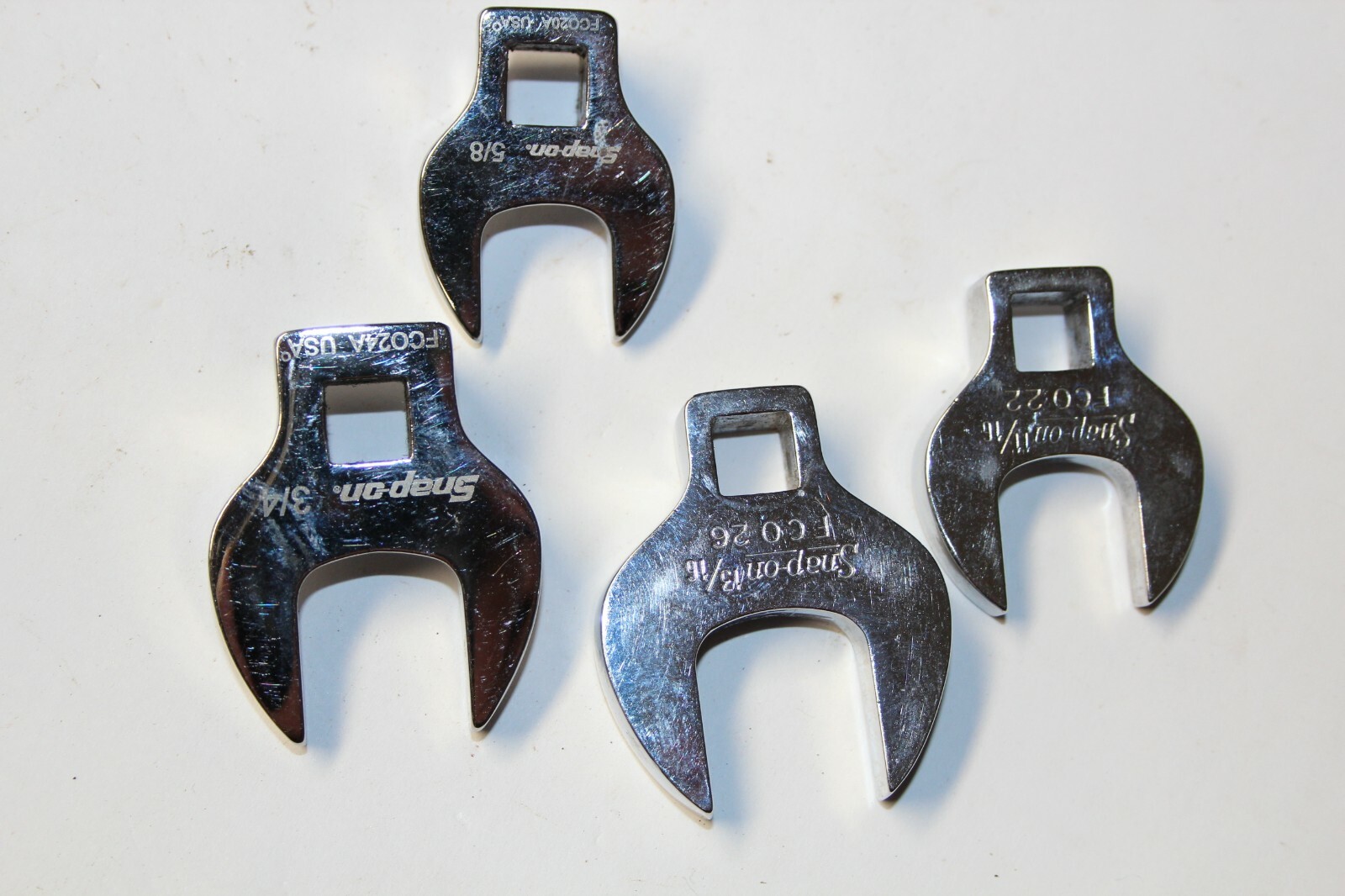 Snap-on TOOLS 3/8″ Drive SAE Open-End Crowfoot Wrench LOT 4 pcs USA