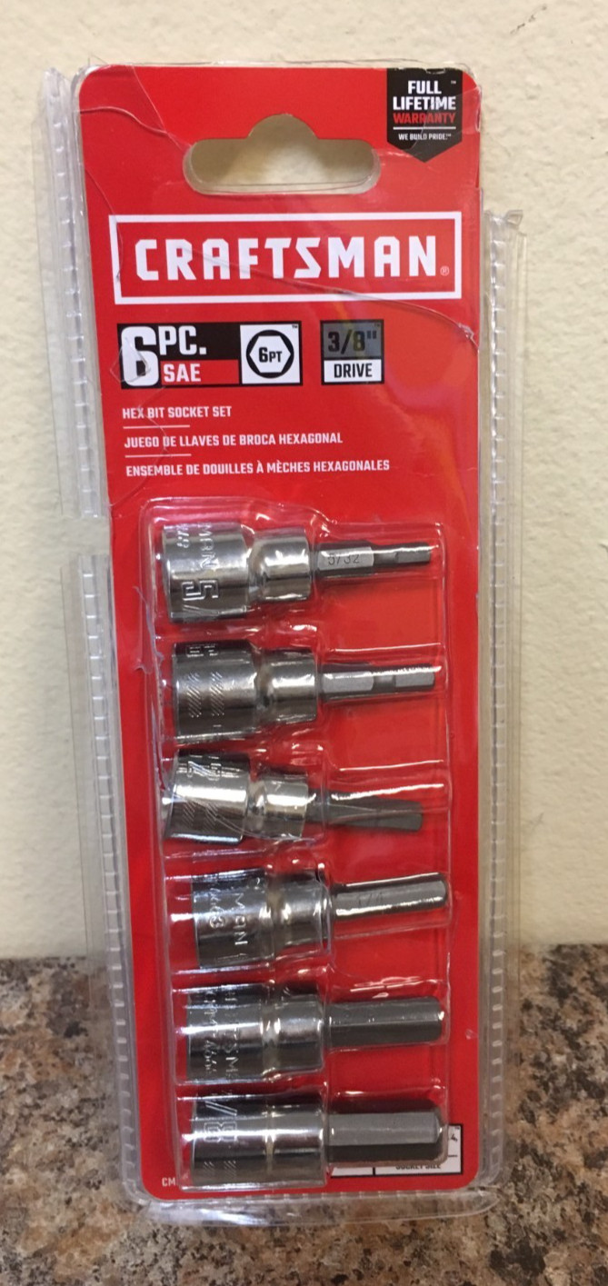 Craftsman 2886042 3/8 in. drive SAE 6 Point Hex Bit Socket Set 6 pc