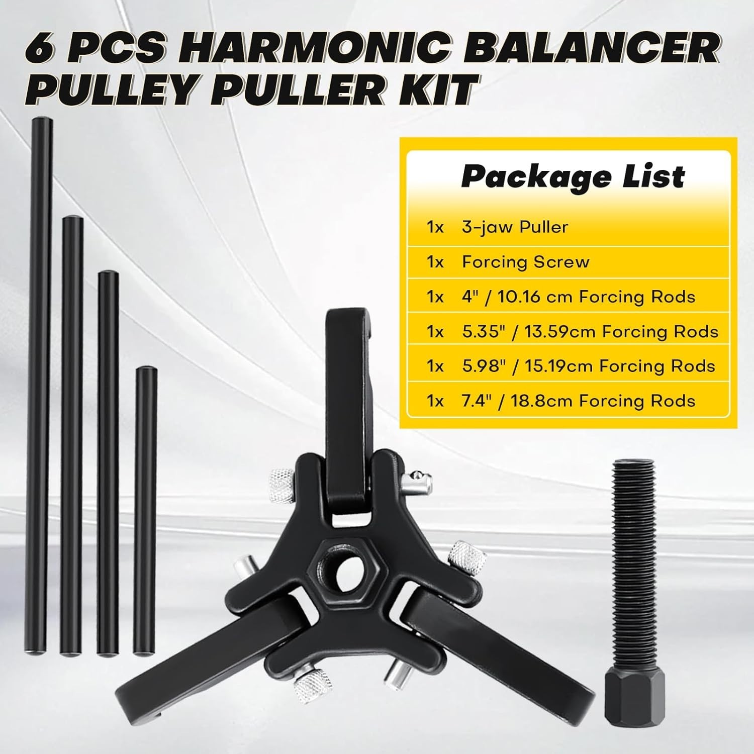3 Jaw Harmonic Balancer Puller Kit; Crank Pulley Removal Tool Set