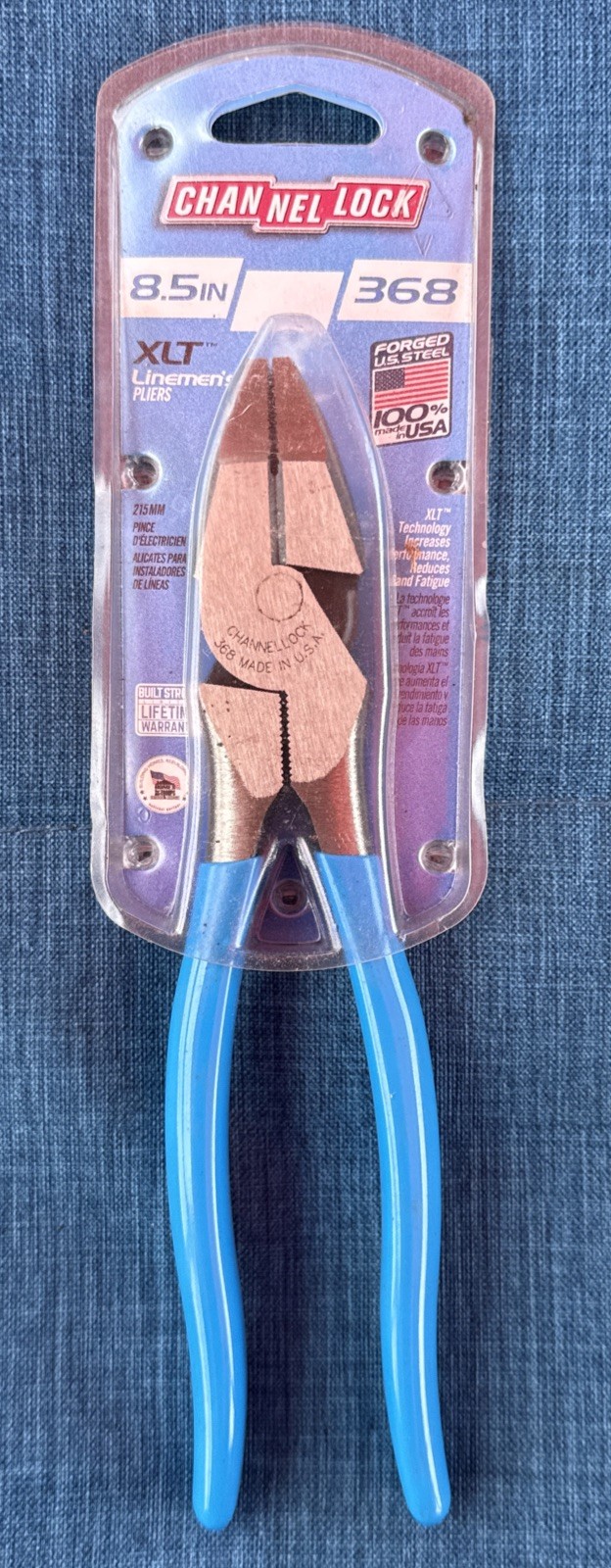 Channellock 368 8.5″ Long XLT High Leverage Round Nose Linemen’s Pliers USA 🇺🇸