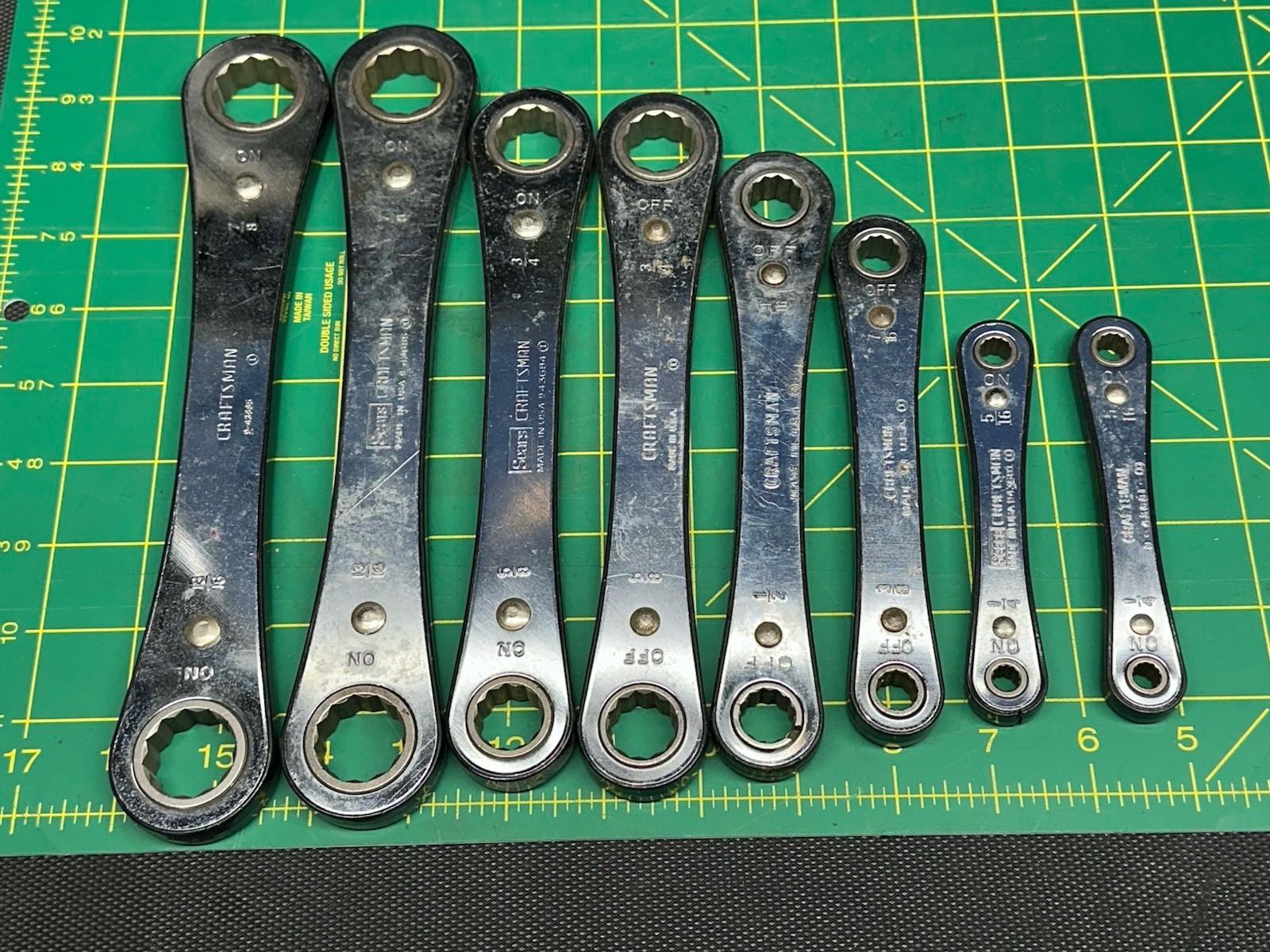 Lot Of 8 VTG Craftsman Double Box End Ratcheting Wrenches Circle «i»