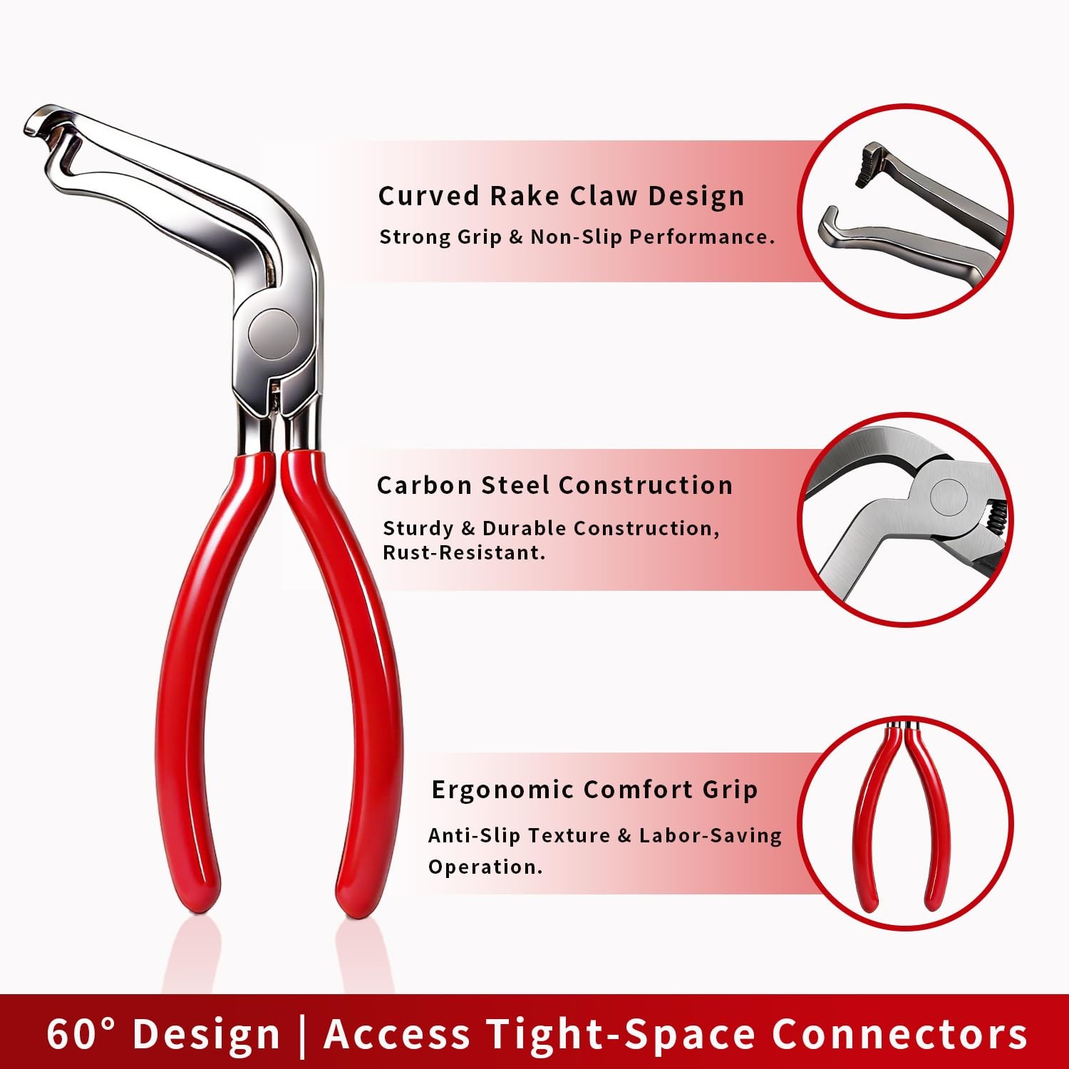 4 Piece Automotive Electrical Disconnect Pliers Set for Cars – 4.1, Red 4pcs