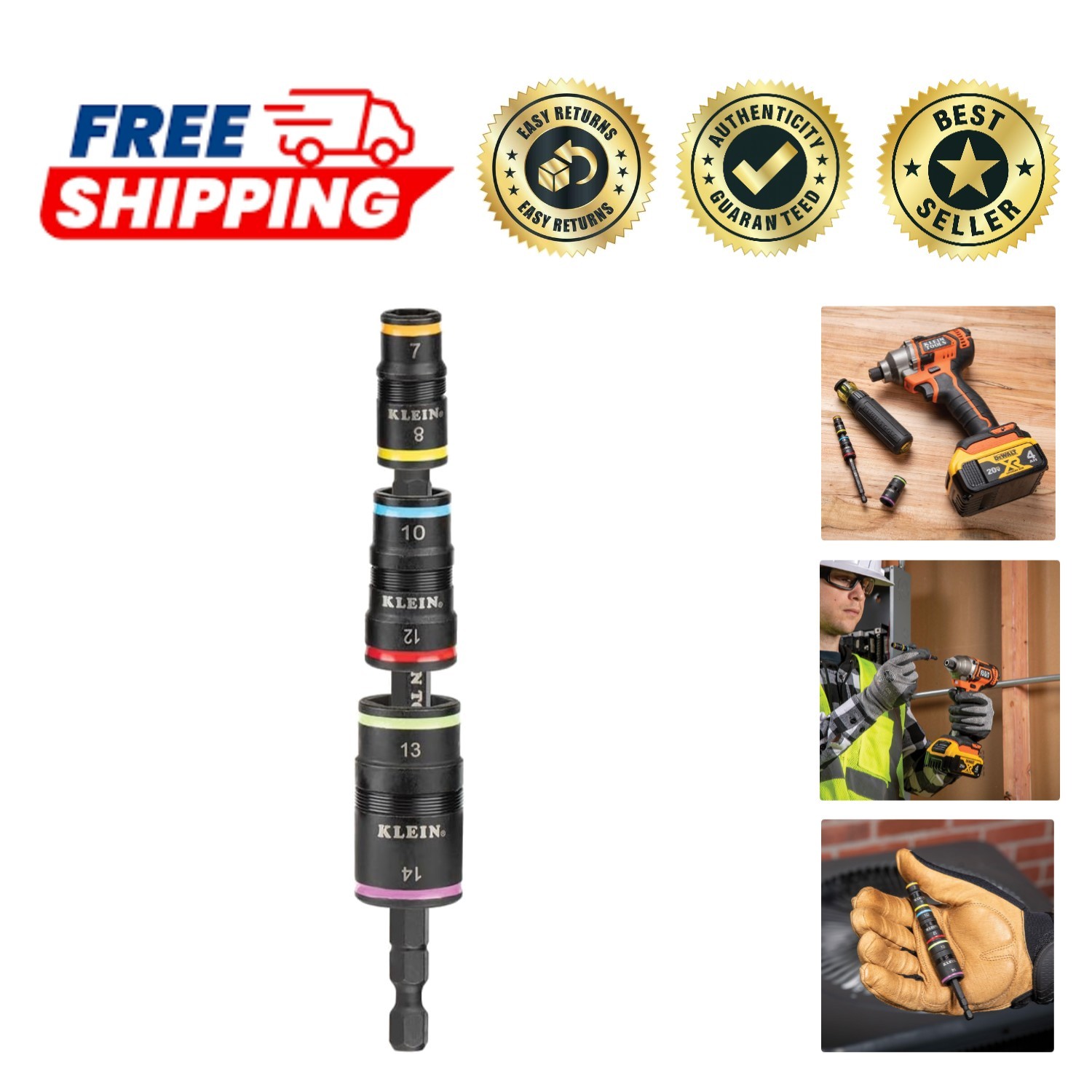 6-in-1 Metric Impact Socket Set with 3 Flip Sockets – Effortless Size Switching