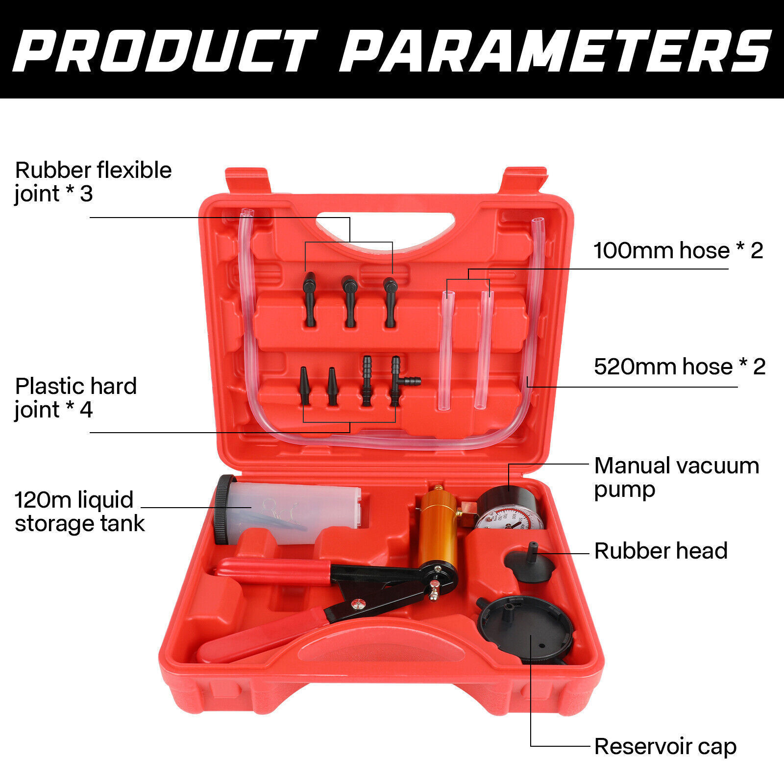 Manual Brake Bleeder Vacuum Pump Kit Automotive Fluid Test Tools For Car Truck