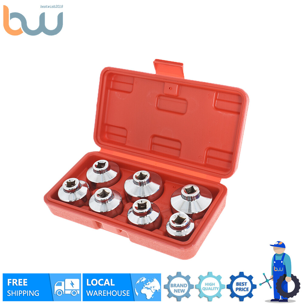 7Pcs Socket Set Tool Kit w/ Box Paper Cartridge Housing Oil Filter Cap Wrench