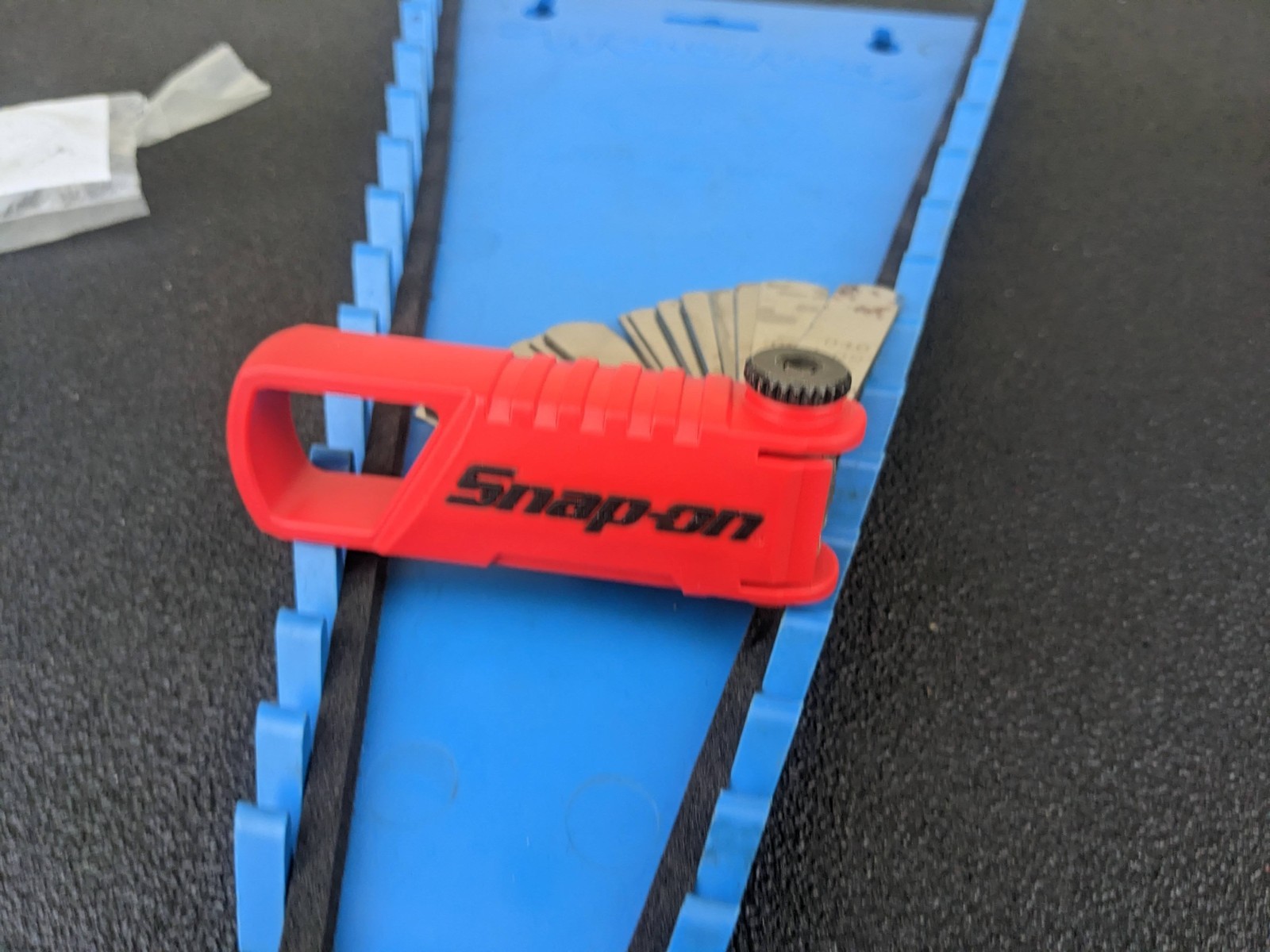 #bk855 Snap On 38 Blade Folding Master Feeler Blade Set SAE Metric Red FBST338