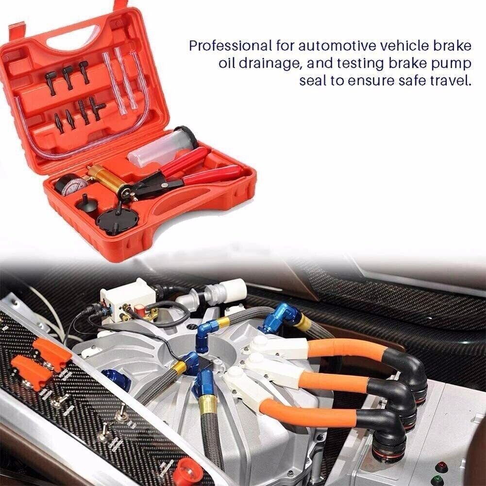 Manual Brake Bleeder Vacuum Pump Kit Automotive Fluid Test Tools For Car Truck