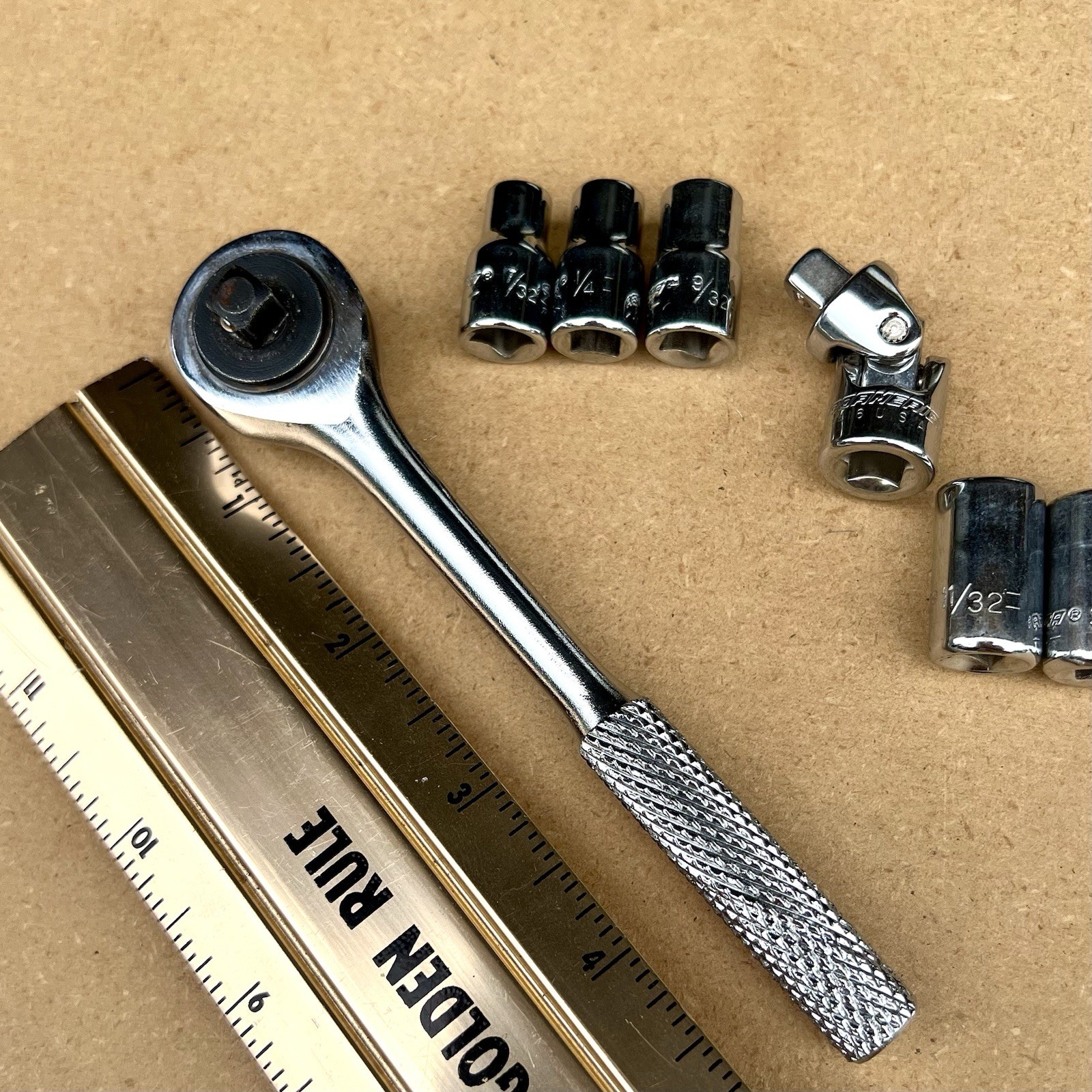 Vintage ProAmerica 1/4″ Drive (7pc) SAE Ratchet And Socket Set 4160 Made In USA