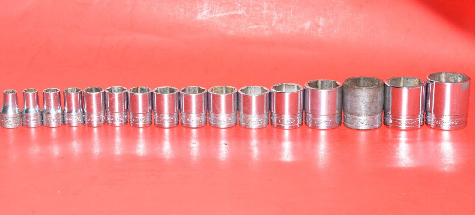Snap-On 1/2″ Drive 16 PIECE SAE 3/8″ – 1-3/8″ Shallow 6-POINT Flank Socket Set