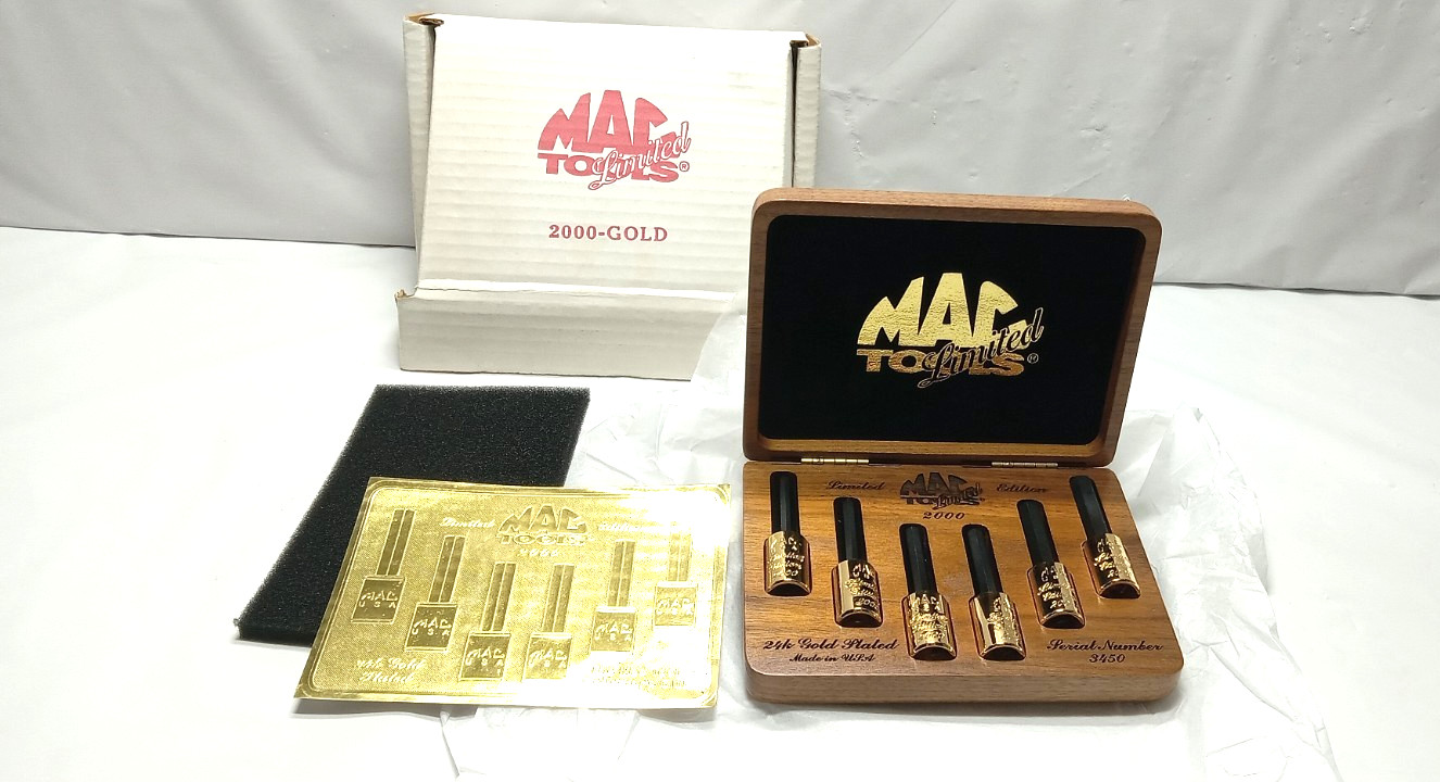 Mac Tools. 2000 Limited Edition. 24k Gold Plated. 6p Allen Bit Socket Set #3045