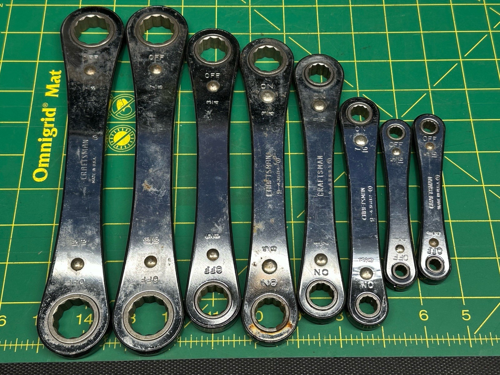 Lot Of 8 VTG Craftsman Double Box End Ratcheting Wrenches Circle «i»