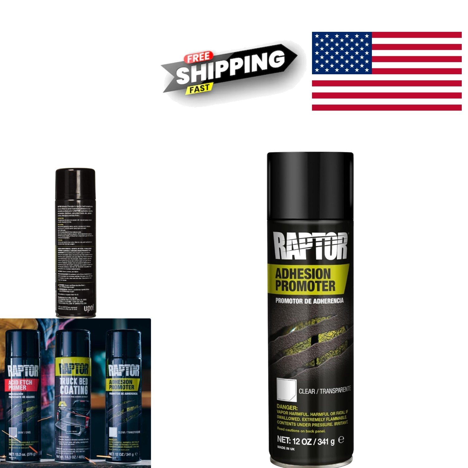 Raptor Adhesion Promoter 1K Aerosol 12 Ounce Clear Automotive Spray-On Solution