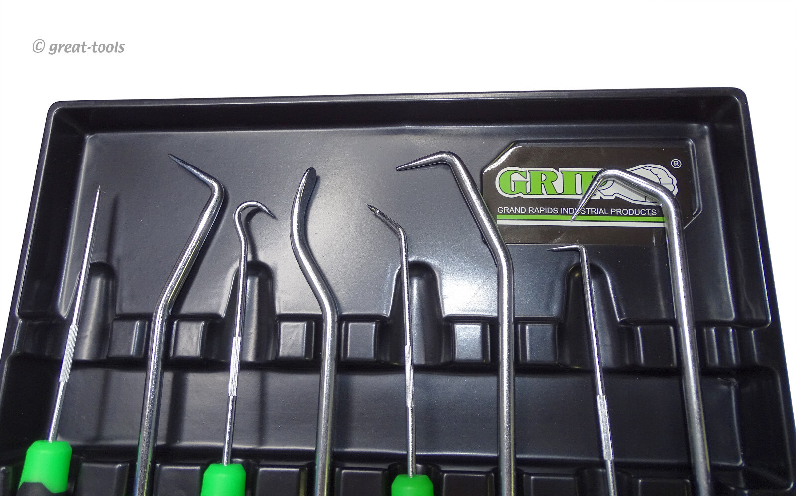 8-PC PROFESSIONAL HOOK & PICK SET – automotive hand tools – green handles
