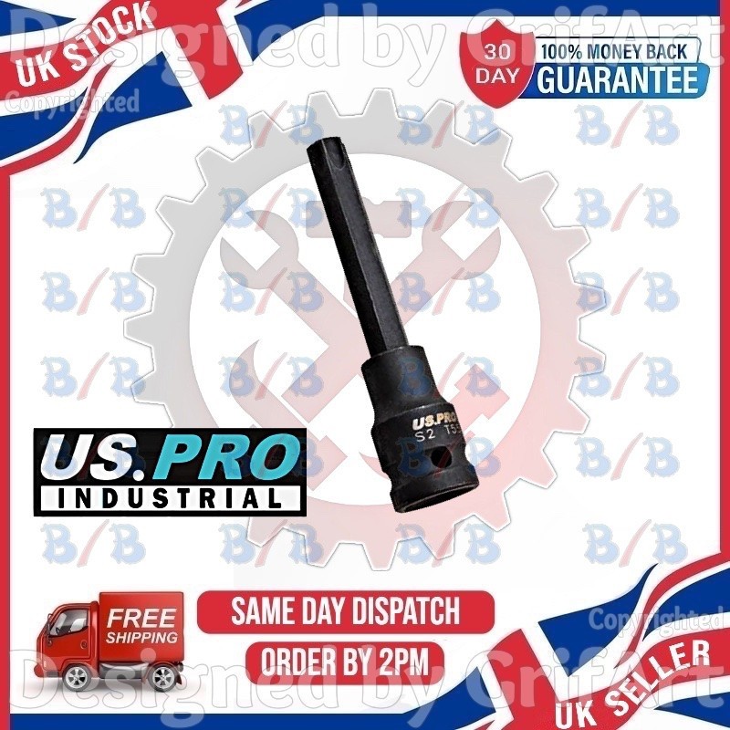 1/2″ INCH DRIVE T55 IMPACT TORX TX STAR BIT SOCKET LONG REACH MALE SQUARE CRV S2