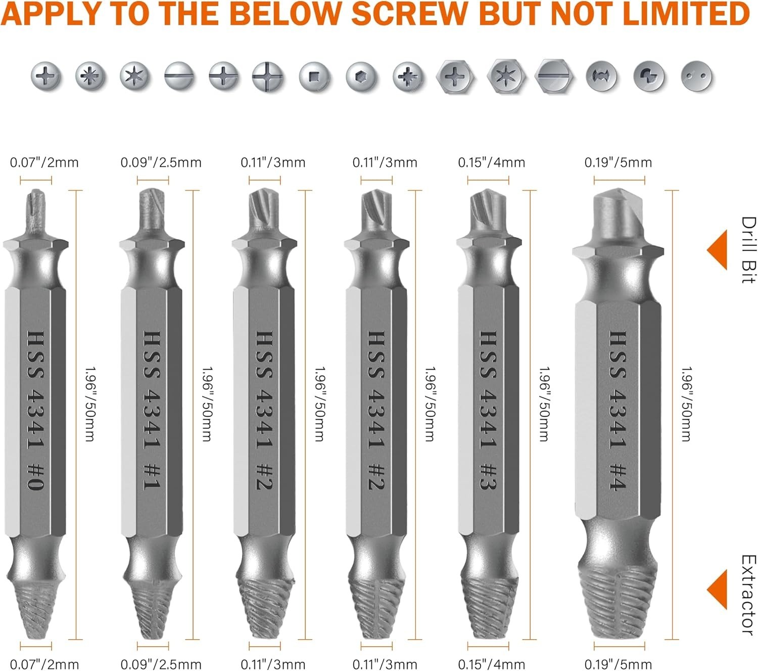 6PC HSS Screw Extractor Set – Effortless Removal of Stripped & Damaged Screws