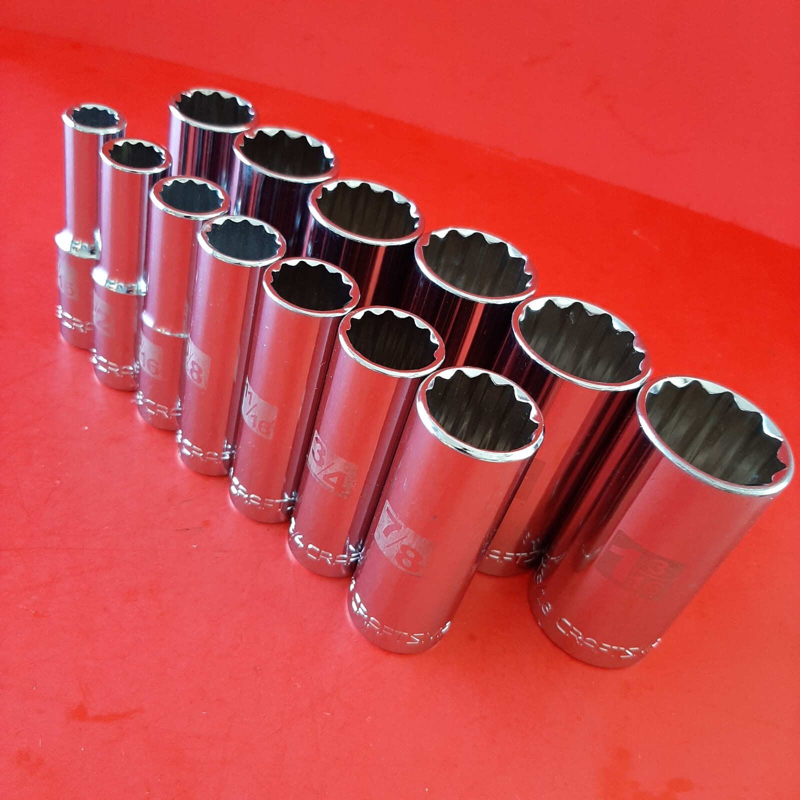 NEW CRAFTSMAN Easy Read 13pc 1/2″ Drive Deep 12pt SAE Socket Set 7/16 – 1 3/16