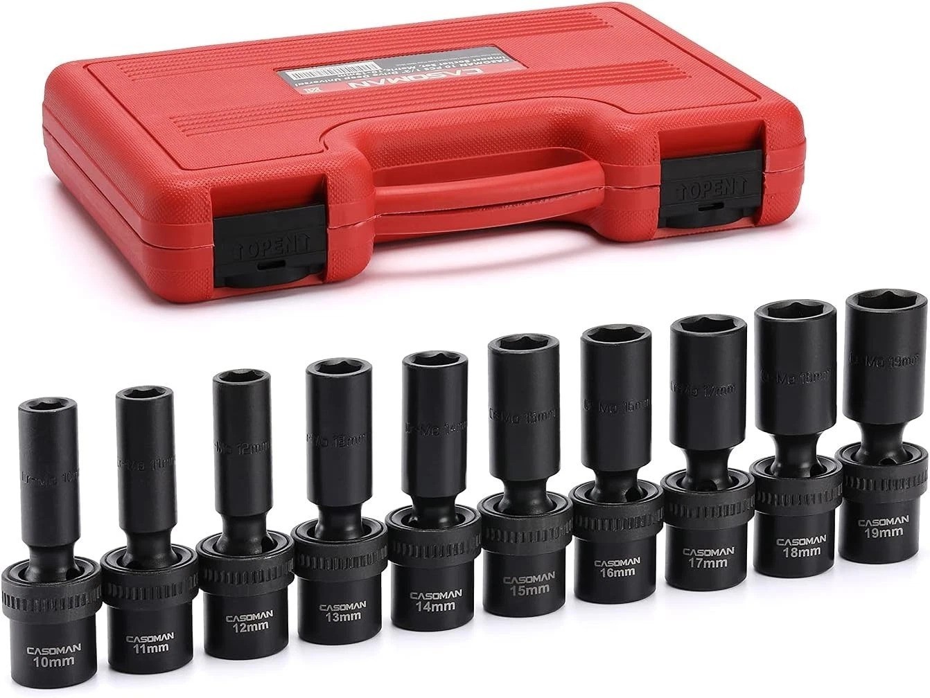 10-Pc 1/2″ Drive Universal Impact Socket Set – Chrome Molybdenum Finish