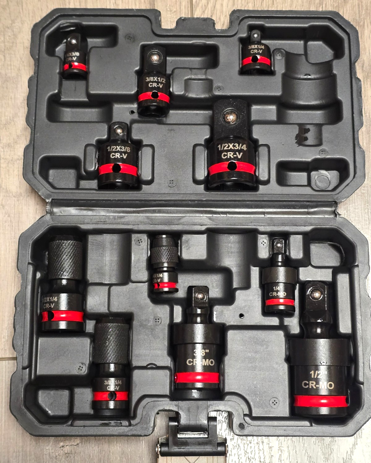 Master Impact Adapter, Reducer & Universal Joint Set 1/4″, 3/8″ and 1/2″ w/ Case