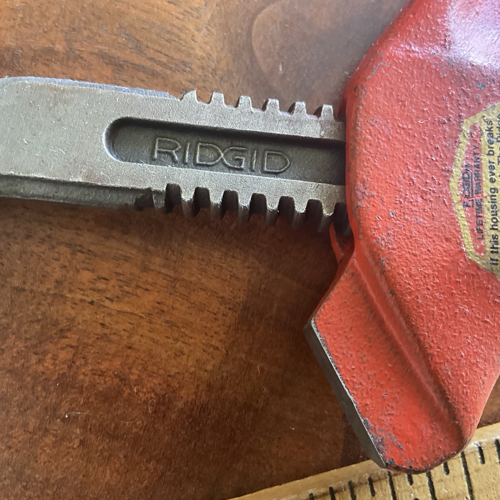 Ridgid Model E-110 Offset Hex Smooth Jaw Pipe Wrench, Red, Made in USA